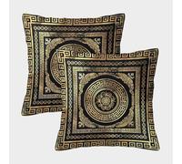 OrnatePattern-VintageGreeceStyle Pillow Covers 2 Pack Cozy Pillowcases Art Cushion Case Polyester Decor for Couch Livingroom 50x50cm