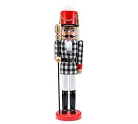 Ornativity Christmas Checkered Soldier Nutcracker - Black and White Wooden Nutcracker Toy Soldier Knight with a Staff in Hand Xmas Themed Holiday Nut Cracker Doll Figure Decorations