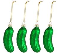 Ornativity Christmas Pickle Tree Ornament - Traditional Glass Blown Green Hanging Pickle Ornaments Pack of 4