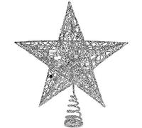 Ornativity Silver Star Tree Topper - Christmas Glitter Star Ornament Treetop Decoration
