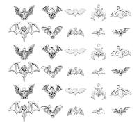 Ornazy 100 pcs 10 Styles Bat Charms Antique Silver Flittermouse Flying Animal Vampire Bat Charms Pendants DIY for Jewellery Making Crafting