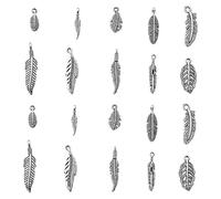 Ornazy 100 pcs 10 Styles Feather Charms Antique Silver Angel Wing Charms Big Goose Bird Plume Plumage Feather Charms for Jewellery Making DIY Findings