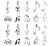 Ornazy 100 pcs 10 Styles Musical Note Charm Music Symbol Vintage Elegant Chic Instrument Charms for Necklace Bracelet Earrings Jewellery Making