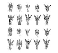 Ornazy 100 pcs 10 Styles Tibetan Angel Charms Antique Silver Fairy Charms Vintage Virgin Mary Charms for Bracelet Necklace Jewellery Making