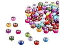 Ornazy 100Pcs 14x9.5mm Resin European Beads Mixed Colour Rondelle Large Hole Beads for Jewellery Making Beading Crafts