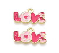 Ornazy 100Pcs Colourful Enamel Letter LOVE Dangle Charms Valentine's Day Theme Charms for Jewellery Making Holiday Craft Gifts