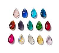 Ornazy 100Pcs Handmade Faceted Drop Shaped Lampwork Pendants Transparent Teardrop Glass Charms for Jewelry Making DIY Crafts