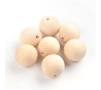 Ornazy 100Pcs Natural Wood Balls with Big Hole Smooth Round Spacer Beads 35mm Unfinished Wooden Beads for Jewellery Making Craft Supplies