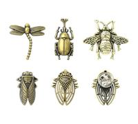 Ornazy 10Pcs Antique Bronze Insect Theme Lapel Pins Cute Beetle Dragonfly Shape Decorative Pins for Jewelry Making Clothes Accessories
