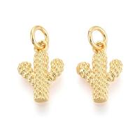 Ornazy 10Pcs Cute Imitation Cactus Charms 13.5x9mm Brass Summer Tropical Plant Pendants for Jewelry Making DIY Craftings