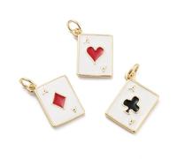 Ornazy 10Pcs Enamel Poker Card Charms Brass Rectangle Playing Charms for Jewellery Making DIY Necklaces Earring Crafts