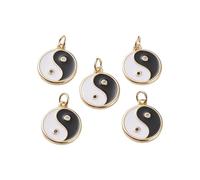 Ornazy 10Pcs Flat Round Enamel Charms with Yin Yang Pattern Cute Tai Chi Charms for Jewelry Making Earrings Necklace Bracelet