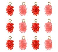 Ornazy 12Pcs 3D Red Imitation Grape Charms Cute Resin Fruit Dangle Charm Ornaments for Jewellery Making Earrings Crafts