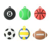 Ornazy 12Pcs PVC Plastic Sport Ball Theme Pendants 3D Mixed Basketball Rugby Football Charms for Jewelry Making Keychains