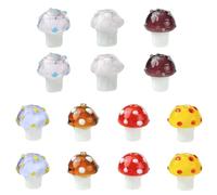 Ornazy 14Pcs Mixed Bumpy Mushroom Lampwork Beads Handmade Cake Shaped Glass Beads for DIY Jewelry Making