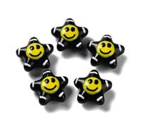 Ornazy 20 pcs Lampwork Star Beads Happy Face Star Spacer Beads Handmade Star Shape Beads for Jewelry Making Bracelets Necklace DIY Craft Supplies
