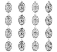 Ornazy 20pcs 4 Styles Tibetan Style Pendants Charms Antique Silver St. Francis of Assisi Charms for DIY Necklace Bracelet Jewelry Making Supplies