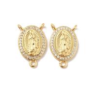 Ornazy 20Pcs Flat Oval Religious Mary Links Cubic Zirconia Jesus Connector Charms for Jewellery Making Necklace Crafting