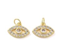 Ornazy 20Pcs Shiny Cubic Zirconia Eye Shaped Charms Handmade Evile Eye Dangle Pendants for Jewelry Making Necklace Bracelet Crafts