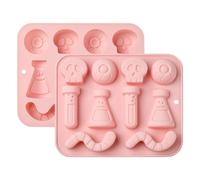 Ornazy 2Pcs Laboratory Theme Chocolate Mould Pink Silicone Candy Moulds Skull Test Eyeball for Halloween Party Decor