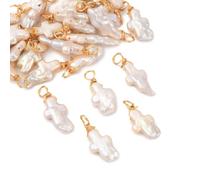 Ornazy 30Pcs Freshwater Pearl Cross Charms with Copper Wire Wrapped Elegant Natural Crucifix Pendants for Jewelry Making Earrings