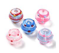 Ornazy 30Pcs Hand Painted Enamel Round Beads 13mm Colorful Crystal Lampwork Beads for Jewelry Making Necklace Crafts