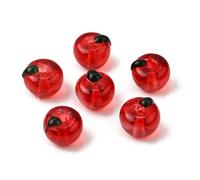 Ornazy 30Pcs Lampwork 3D Red Apple Beads Transparent Cute Fruit Glass Beads for Jewellery Making Necklace Keychain Crafts