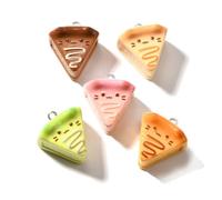 Ornazy 40Pcs Cute Imitation Triangle Cake Pendants with Loop Mixed Color Sweet Food Charms for Jewelry Making Earrings Crafting