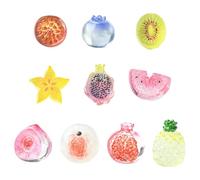 Ornazy 40Pcs Mixed Styles Fruit Theme Cabochons 3D Resin Peach Pineapple Figurine Ornaments for Jewellery Embellishment Home Decor