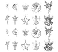 Ornazy 50 pcs 10 Style Craft Supplies Antique Silver Wings Angel Fairy Charms Pendants for DIY Earrings Bracelets Necklaces Jewellery Making