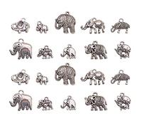 Ornazy 50 pcs 10 Styles Tibetan Style Animal Pendants Antique Silver Elephant Shaped Charms for DIY Craft Earring Bracelet Necklace Jewelry Making