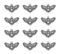 Ornazy 50 pcs Tibetan Skull Moth Charms Antique Silver Gothic Butterfly Charms Vintage Insect Charms for Jewelry Making Bulk