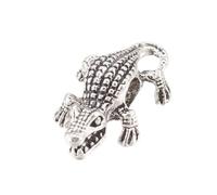 Ornazy 50Pcs Antique Silver Alligator Beads 3D Imitation Animal Jewelry Crafts with Large Hole Vintage Alloy Crocodile European Beads for Jewelry Making