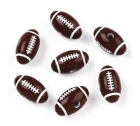 Ornazy 50Pcs Brown Rugby Acrylic Beads Oval Sport Theme Loose Craft Beads for Jewelry Making Accessories Bag Decoration