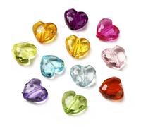 Ornazy 50Pcs Random Acrylic Heart Transparent Heart Shape Beads Colourful Love Loose Spacer Beads for Jewellery Making DIY Bracelet