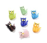 Ornazy 5Pcs 3D Cute Style Cat Bumpy Beads with Hole Colorful Kitten Glass Beads for Jewelry Making Necklace Craft DIY