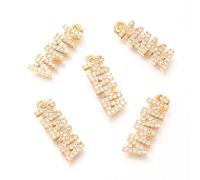 Ornazy 5Pcs Brass Initial Letter Charms Cubic Zirconia Word Mama Mother's Day Charm Ornaments for Jewellery Making Crafts Gifts