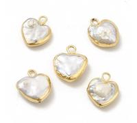 Ornazy 5Pcs Irregular Heart Shaped Pearl Pendants Natural Imitation Pearl Love Charms with Brass Loops for Jewellery Making