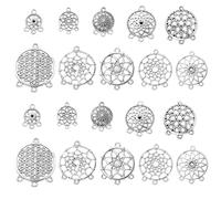 Ornazy 60 pcs 6 Styles Dream Catcher Connectors Charms Pendants Tibetan Style Flower Chandelier Components Links for Jewellery Making Necklace Pendants