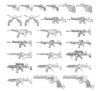 Ornazy 60pcs 12 Styles Tibetan Pistol Gun Charms Antique Silver War & Vintage Weapon Charms for DIY Necklace, Bracelet & Earrings Jewellery Making
