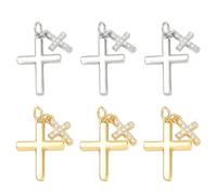 Ornazy 6Pcs Brass Crucifix with Small Cross Pendants Jesus Dangle Charm with Jump Ring for Jewellery Making Necklace Earrings Bulk