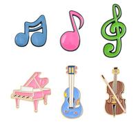 Ornazy 6Pcs Colorful Enamel Musical Theme Brooch Mixed Notes Piano Violin Metal Lapel Pins for Jewelry Gift Backpack Clothes Accessories