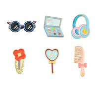 Ornazy 6Pcs Colourful Enamel MakeupTheme Brooch Mixed Sunglasses Hairpin Metal Lapel Pins for Jewellery Gift Backpack Clothes Accessories