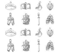 Ornazy 80 pcs 8 Styles Tibetan Medieval War Theme Pendants Horse Sword Helmet Charms Antique Silver Soldier Charms for Jewellery Making