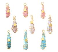 Ornazy 9Pcs Copper Wire Wrapped Nugget Stone Charms for Jewellery Making