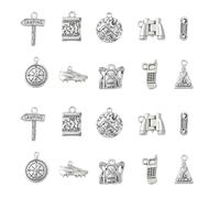 Ornazy Tibetan Camping Compass Adventure Charms - 50pcs, 10 Styles, Vintage Hiking Charms for Jewellery Making and Crafting