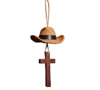 Ornement Auto Créatif En Forme Chapeau De Cowboy Et, Pendentif Rétroviseur Ou Clés | Idée Cadeau Pour Passionné Style Western, Ami Ou Proche Ayant La Foi