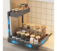 Ornestia Metal Under Sink Storage Organiser, Adjustable 2 Tier Pull Out Under Sink Storage Kitchen Cabinet Organiser, Expandable Slide Out Drawers for Under Cupboard Storage