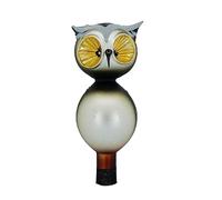 Ornex Ornamental Owl Tree Topper (20 x 7 cm) in Hand-Blown Glass and Decorated by Hand for Christmas Tree, Grey, 20 cm