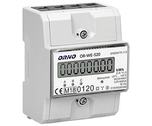 ORNO OR-WE-520 Electricity Meter DIN Rail 3-Phase Disposable MID Calibrated and Certified White